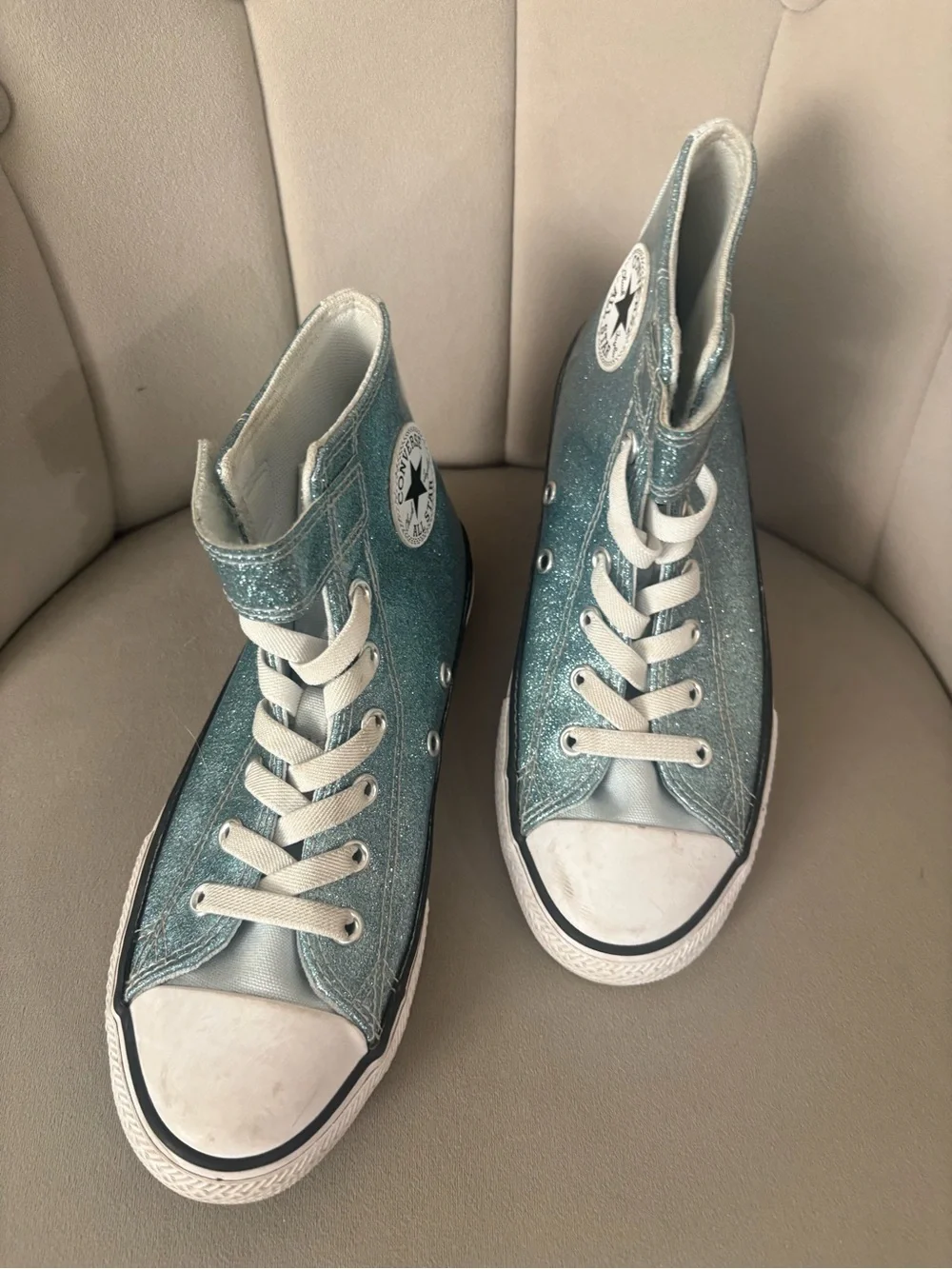 Converse Kids' Glitter High-Top Sneakers in Sparkling Light Blue